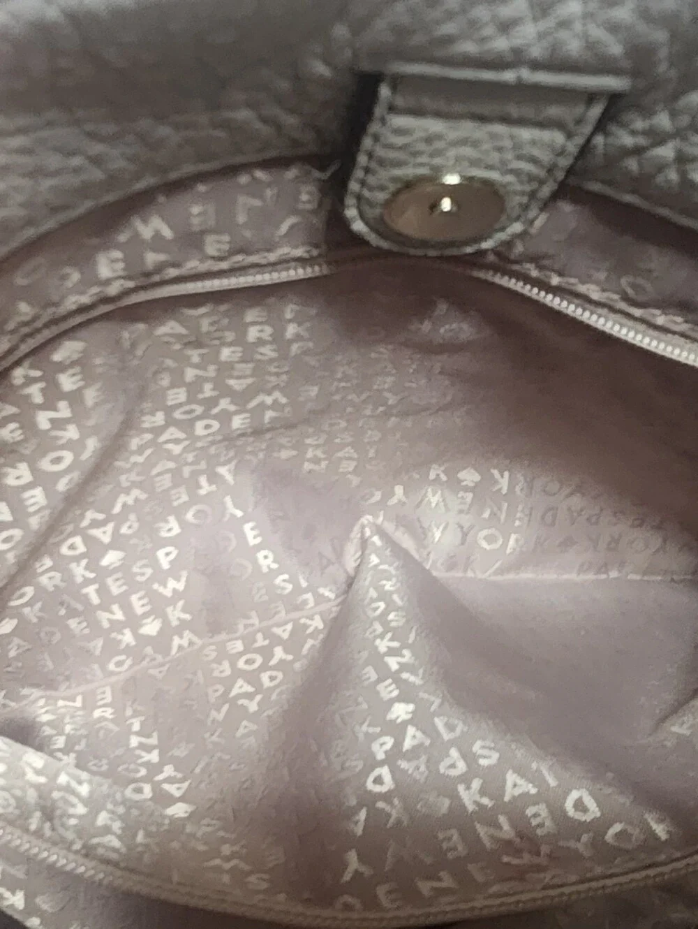 Kate Spade Willis Quilted Pebbled Leather Tote Mousse Frosting Taupe Gray
